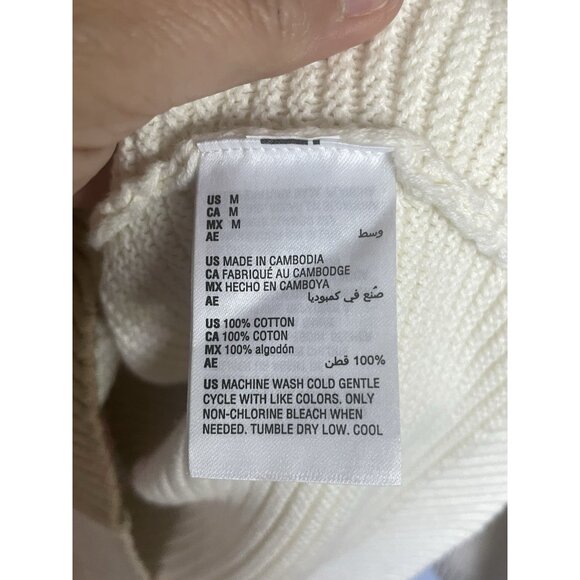 SUN + STONE Men's Chunky Knit Cardigan Cotton Collegiate Grandpacore Preppy M - Picture 4 of 6